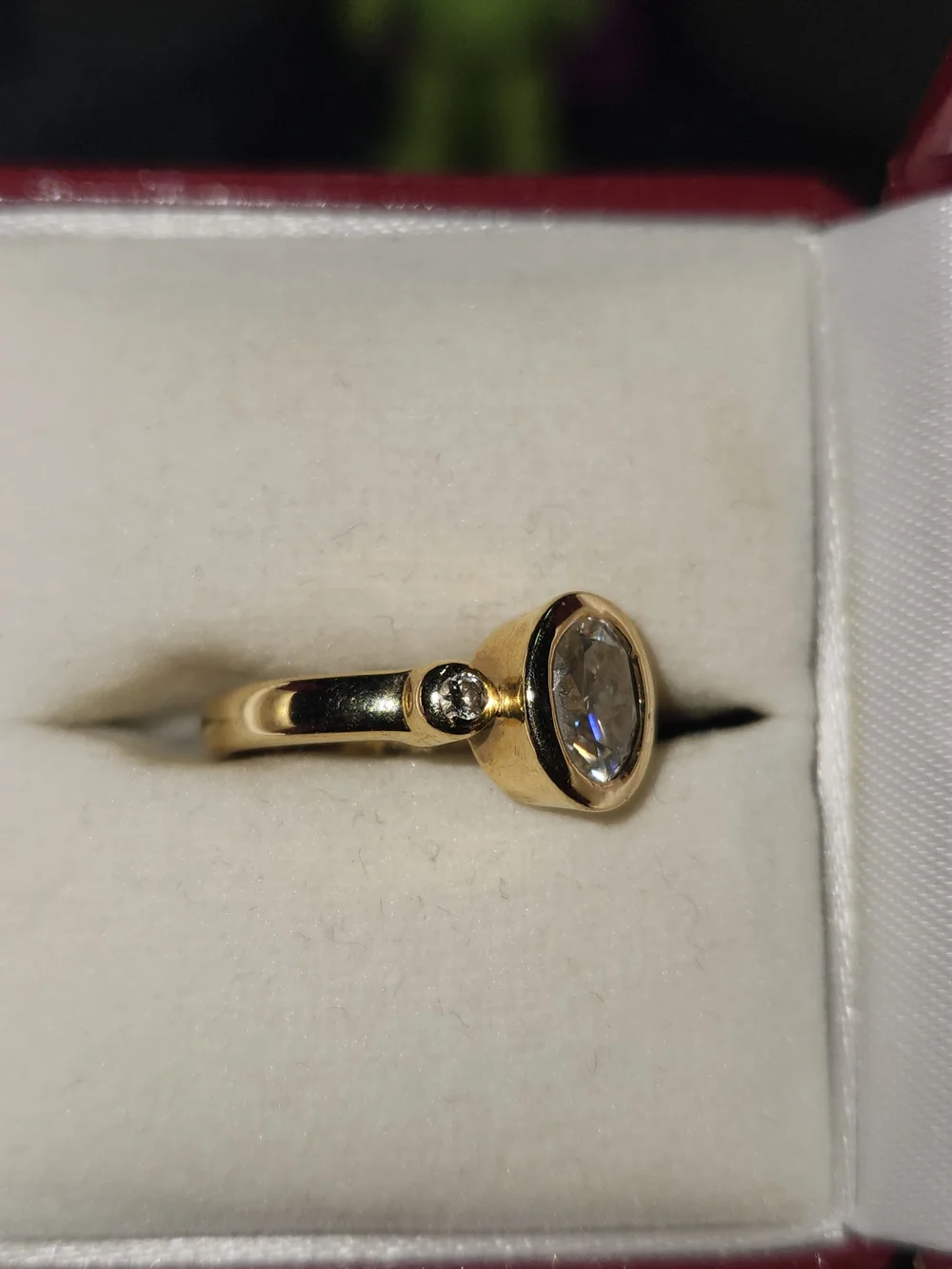 Gold Oval 1.5 Ct Moissanite Three-Stone Ring